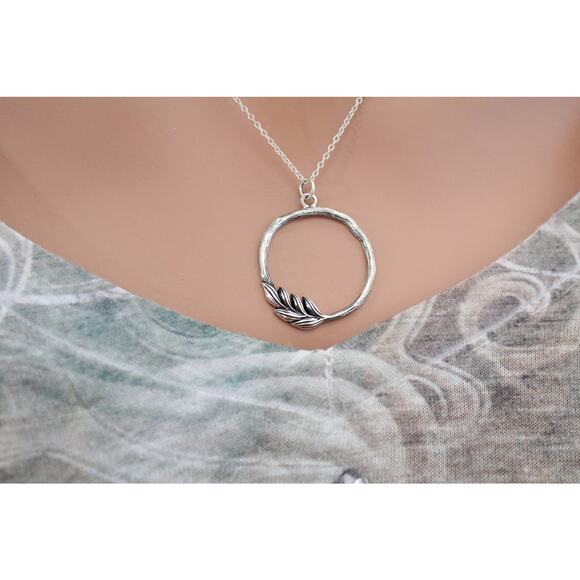 Sterling Silver Twig Circle Necklace